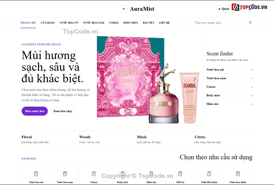 website bán nước hoa,bán website,web bán nước hoa